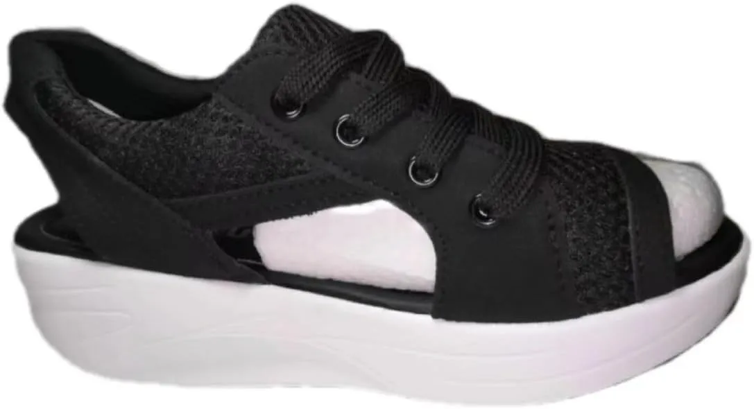 Contrast Paneled Cutout Lace-Up Muffin Sandals,Women Causal Summer Toe Platform Sneaker Shoes,Sandals Lace Up Muffin Sandals for Women