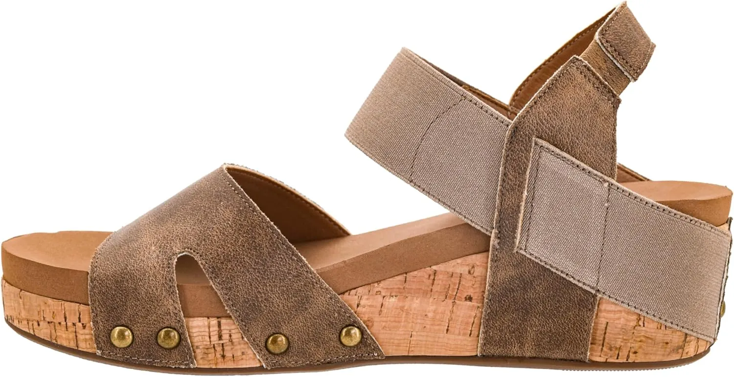 Corkys Footwear Women's Better With Time 2-Inch Wedge - Timeless Wide Toe Strap With Cut Outs, Elastic Gore Strap Around Ankle, And EVA Insoles For All-Day Comfort