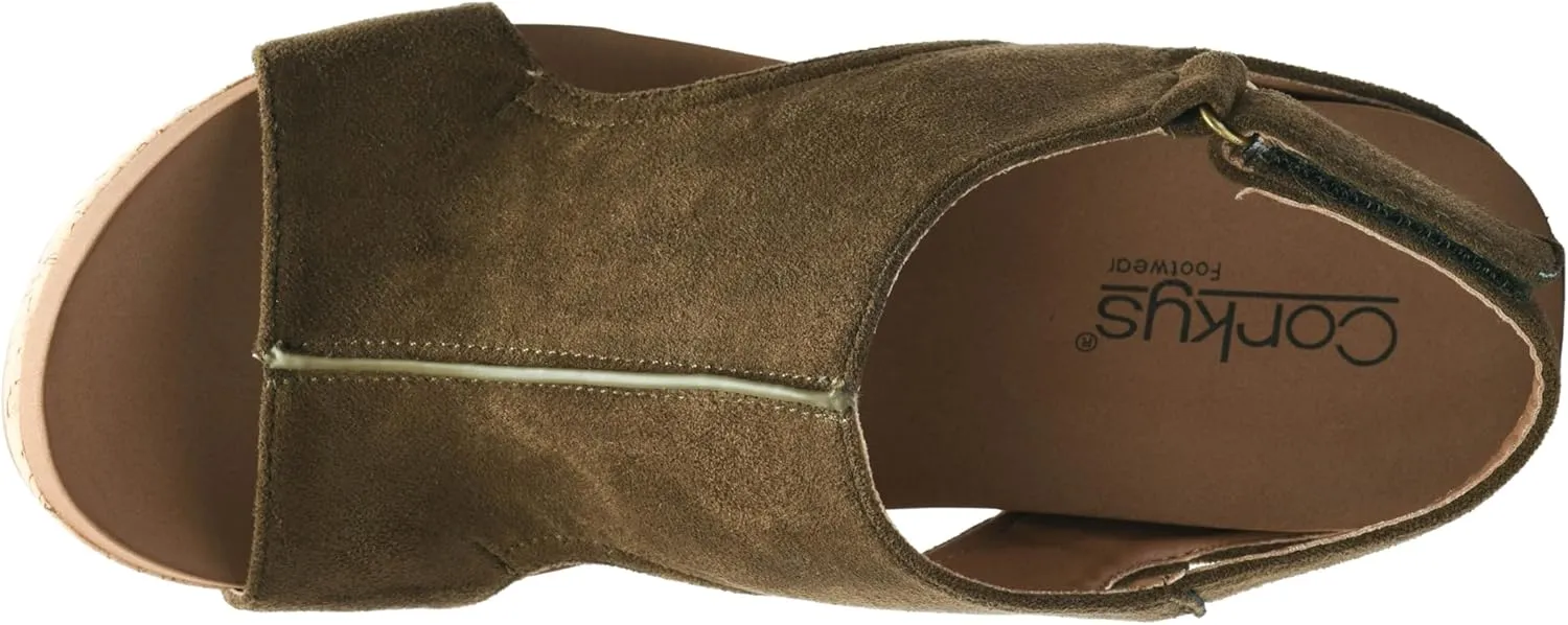 Corkys Footwear Womens Carley Wedges, Featuring Corkys EVA Foam Cushioned Insoles, A 2.5 Inch Heel, Lightweight For All Day Wear, And Hook And Loop Closure