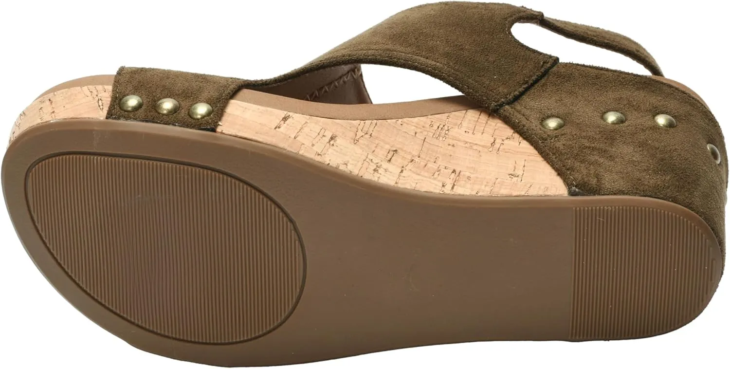 Corkys Footwear Womens Carley Wedges, Featuring Corkys EVA Foam Cushioned Insoles, A 2.5 Inch Heel, Lightweight For All Day Wear, And Hook And Loop Closure