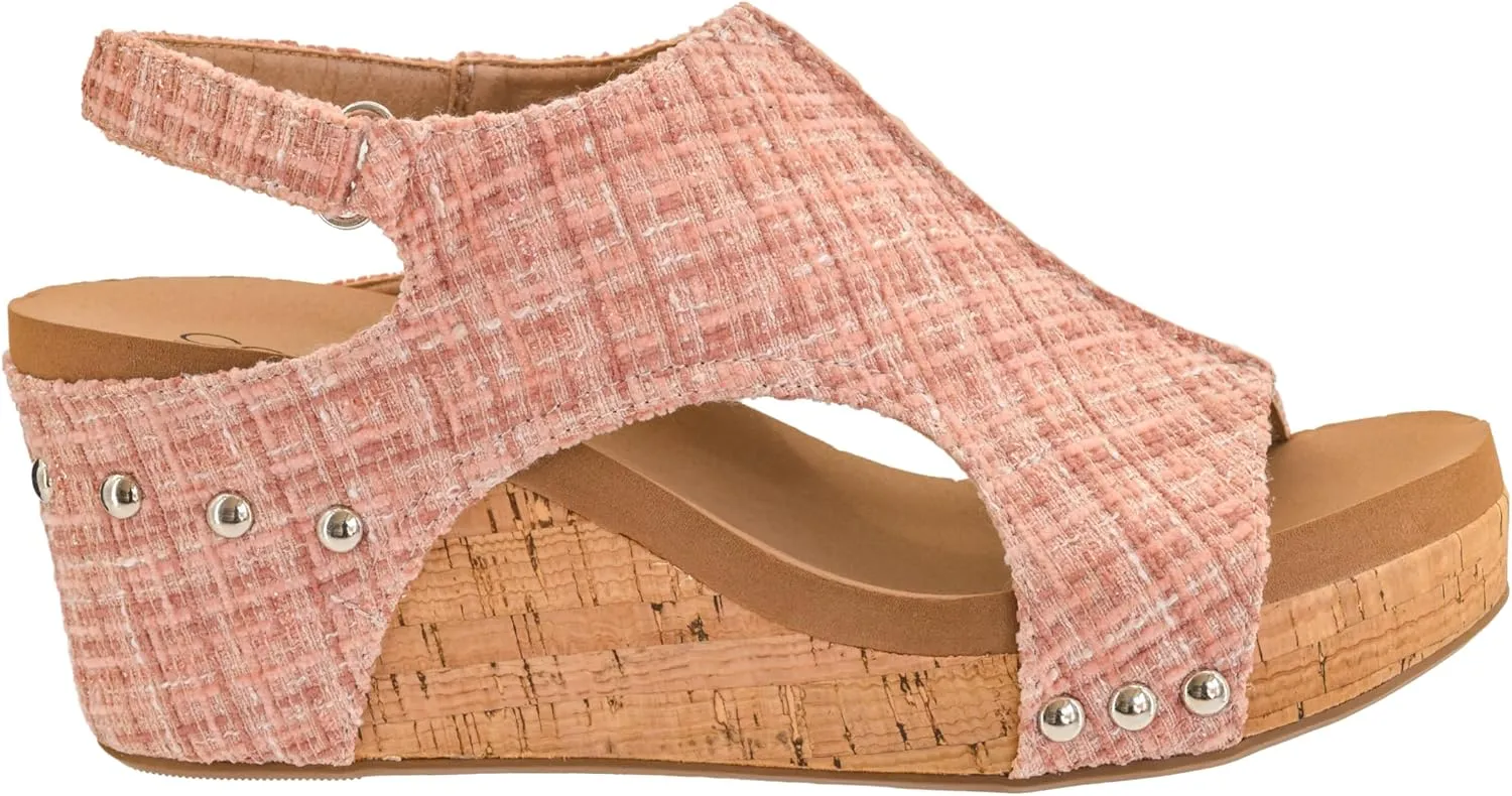 Corkys Footwear Womens Carley Wedges, Featuring Corkys EVA Foam Cushioned Insoles, A 2.5 Inch Heel, Lightweight For All Day Wear, And Hook And Loop Closure