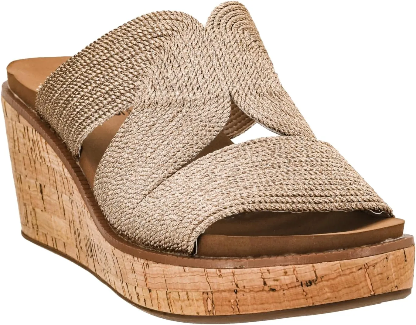 Corkys Footwear Women's Golden Hour Wedge Sandals with 2.5-Inch Heel - Comfort-Enhancing EVA Insoles, All-day wear, and Stylish Raffia Straps With Cutouts