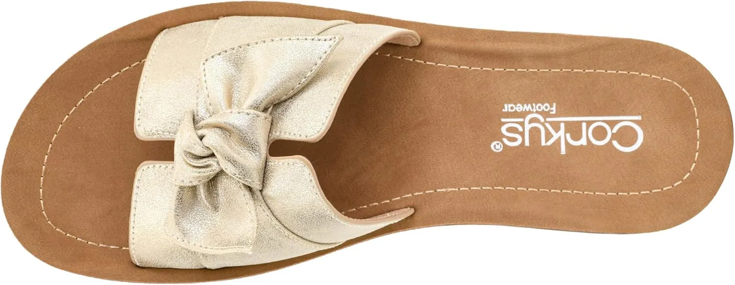 Corkys Footwear Women's Rock The Bowt Sandal - Comfortable And Cushioned Insoles, Wide Strap with Bow, Open Toe Design, Easy And Convenient Slip-On Design