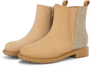 Coutgo Girls Glitter Ankle Boots Side Zipper Comfortable Chelsea Dress Booties for Toddler/Little Kid/Big Kids