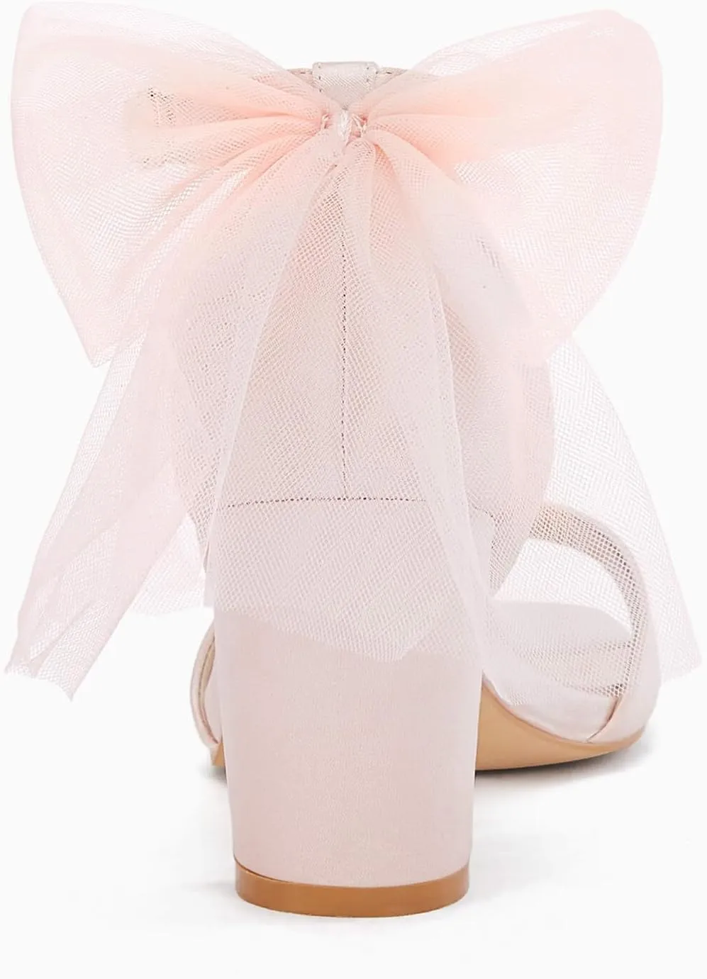 Coutgo Women's Bow Tie Heeled Sandals Chunky Heels One Strap Satin Ankle Buckle Dress Wedding Shoes