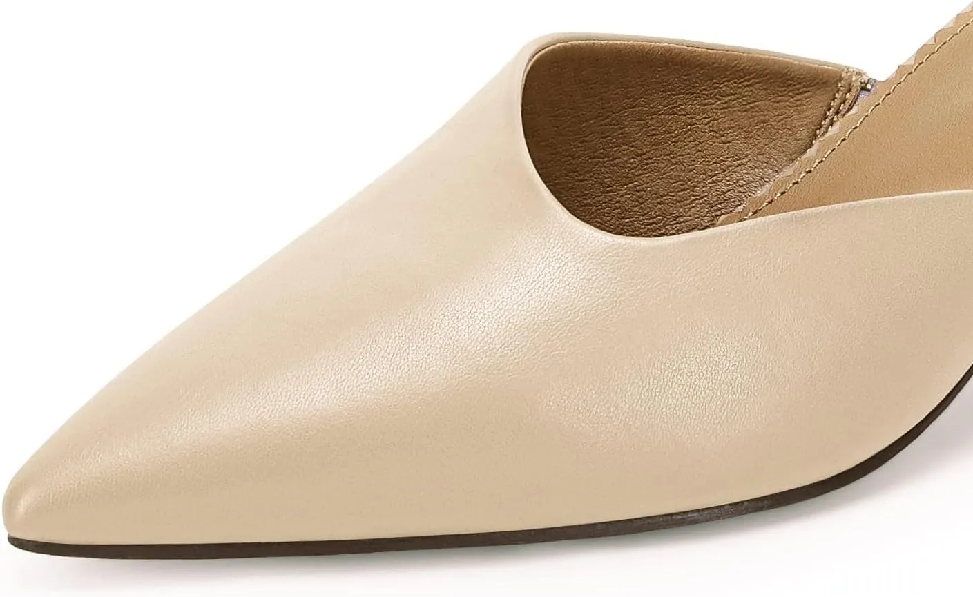 Coutgo Womens Pointed Toe V Cut Mules Chunky Block Heels Slip On Clogs Fashion Office Slides Shoes
