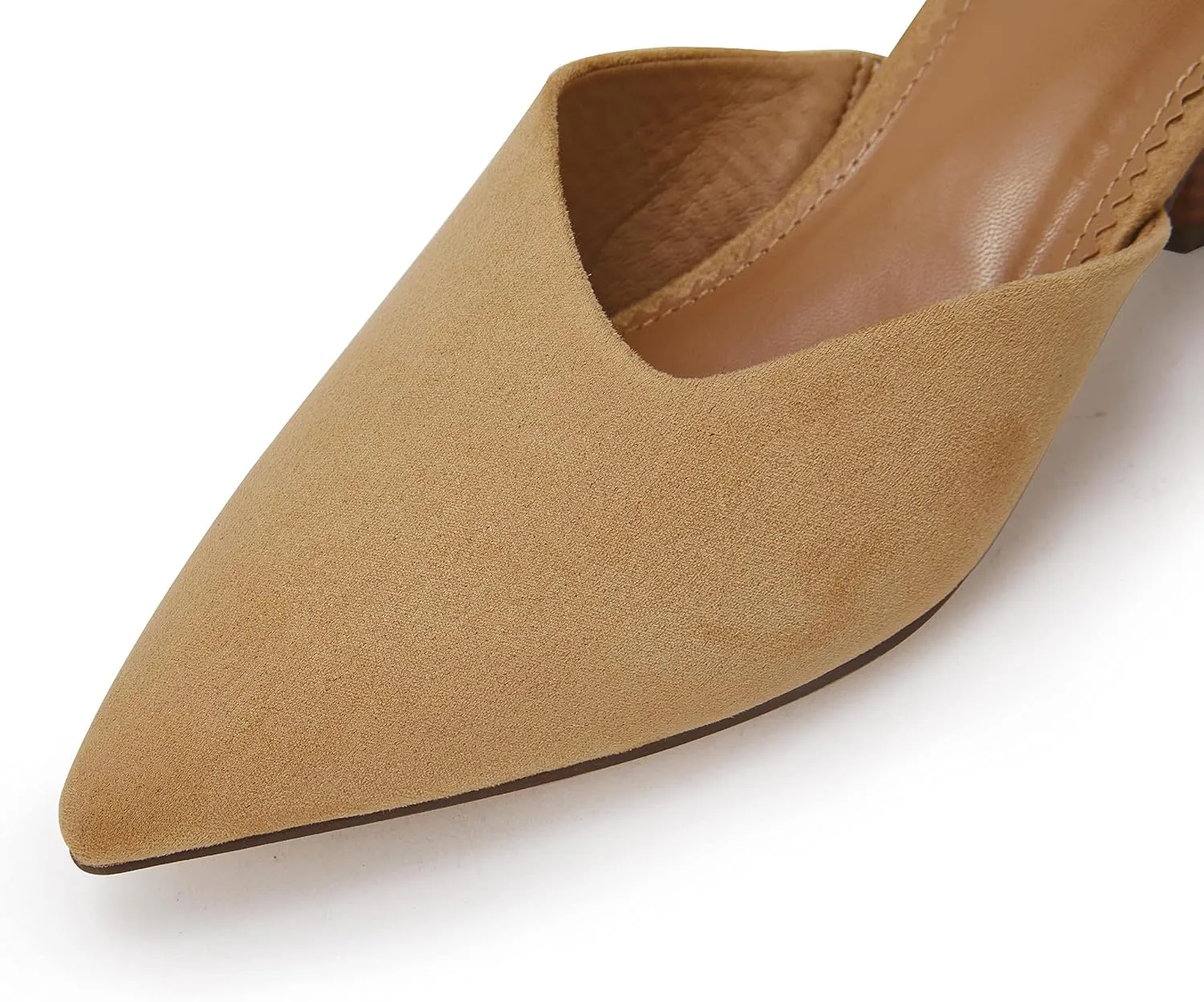 Coutgo Womens Pointed Toe V Cut Mules Chunky Block Heels Slip On Clogs Fashion Office Slides Shoes