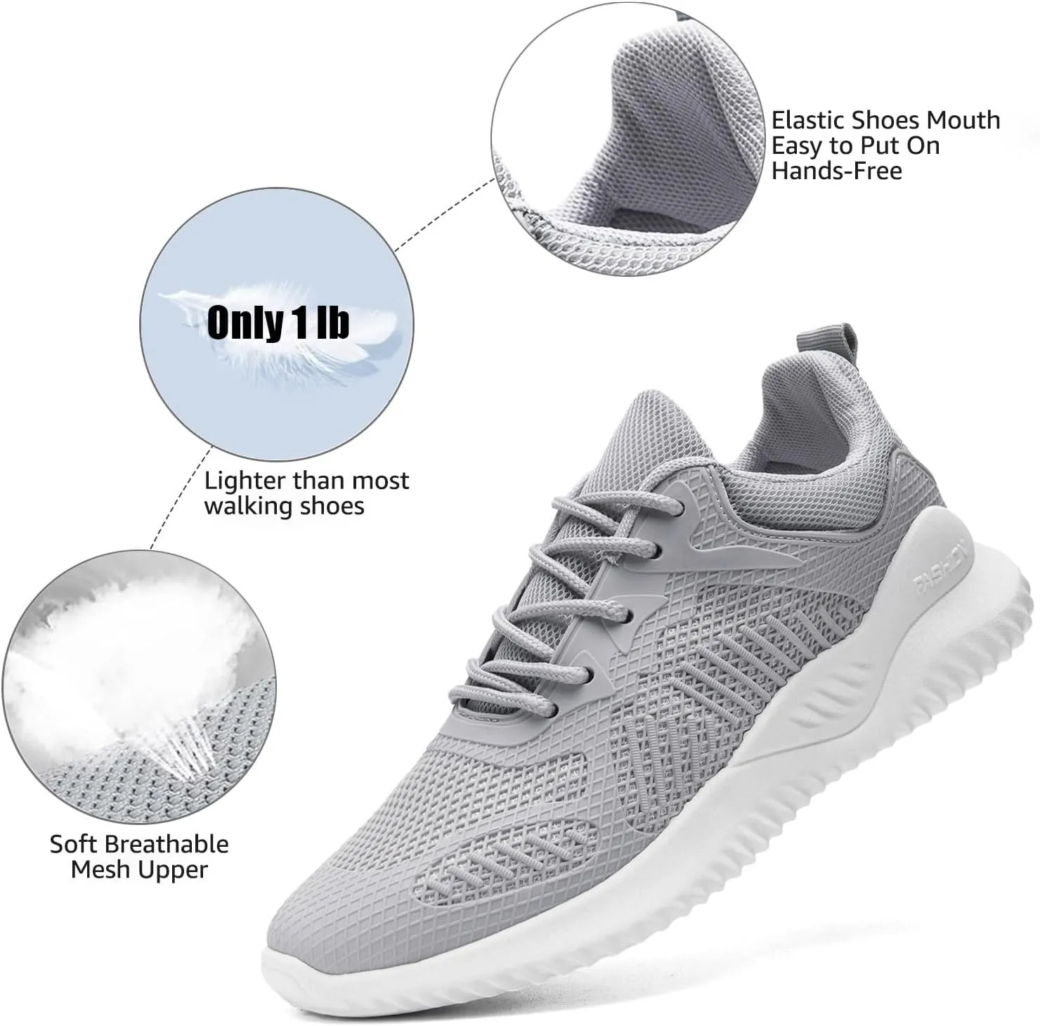 COVS Womens Slip On Walking Shoes, White Tennis Shoes Non Slip Running Shoes Lightweight Workout Shoes Breathable Cushioning Fashion Sneakers
