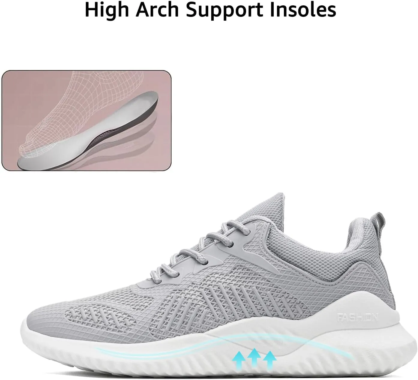 COVS Womens Slip On Walking Shoes, White Tennis Shoes Non Slip Running Shoes Lightweight Workout Shoes Breathable Cushioning Fashion Sneakers