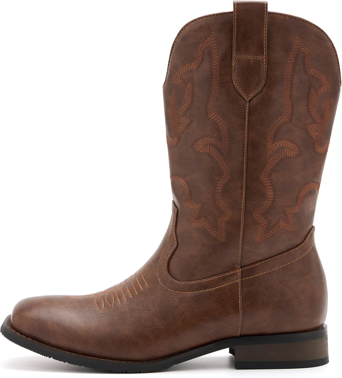 Cowboy Boots for Men Classic Embroidered Western Boots Slip Resistant Square Toe Chunky Heel Ankle Boots Durable and Fashionable Retro Short Boots
