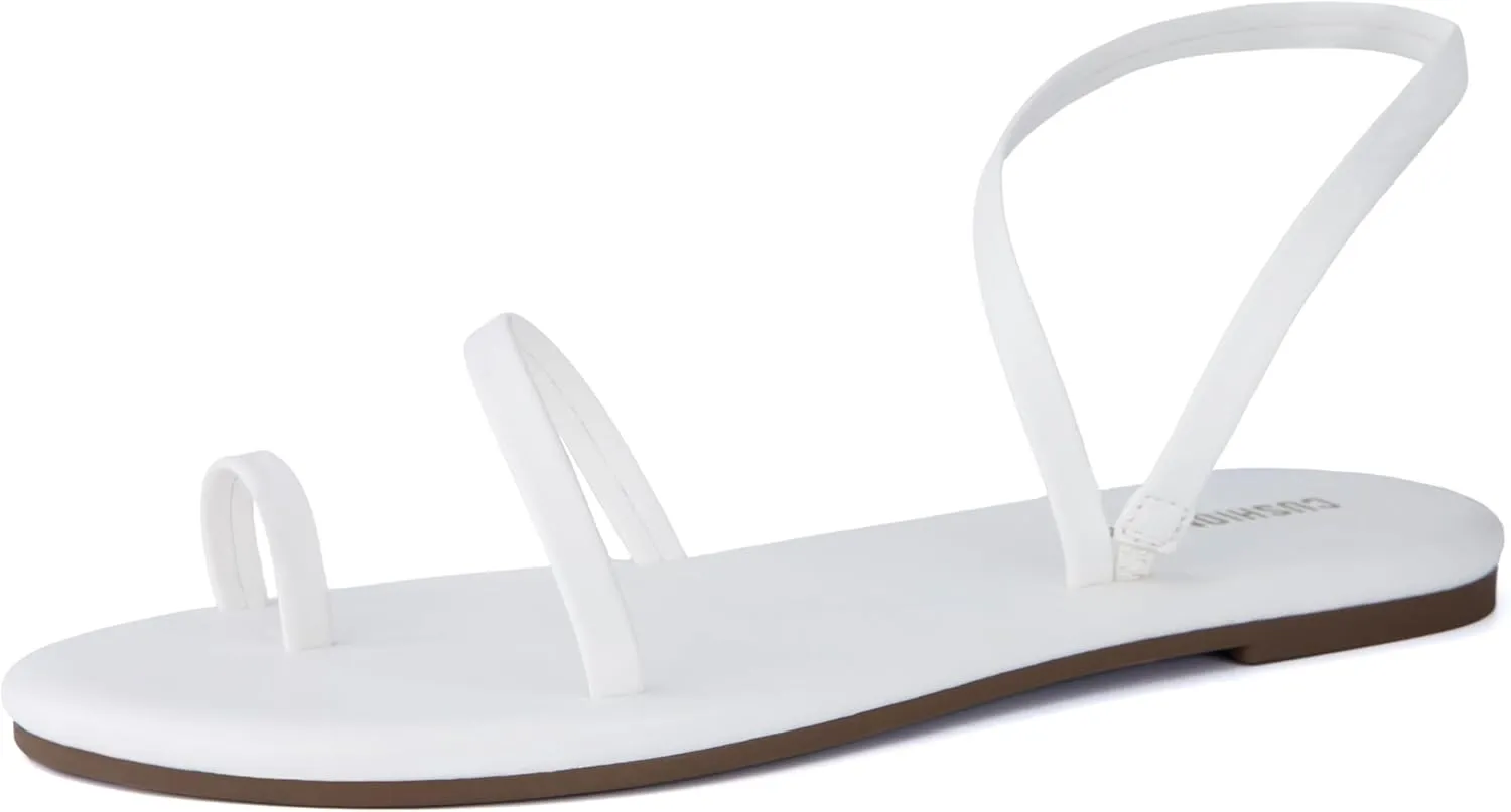 CUSHIONAIRE CHAI Women’s Strappy Sandals – Flat Sandals for Women, Comfortable Beach Sandals, Summer Slip-On Shoes, Casual Dressy Sandals