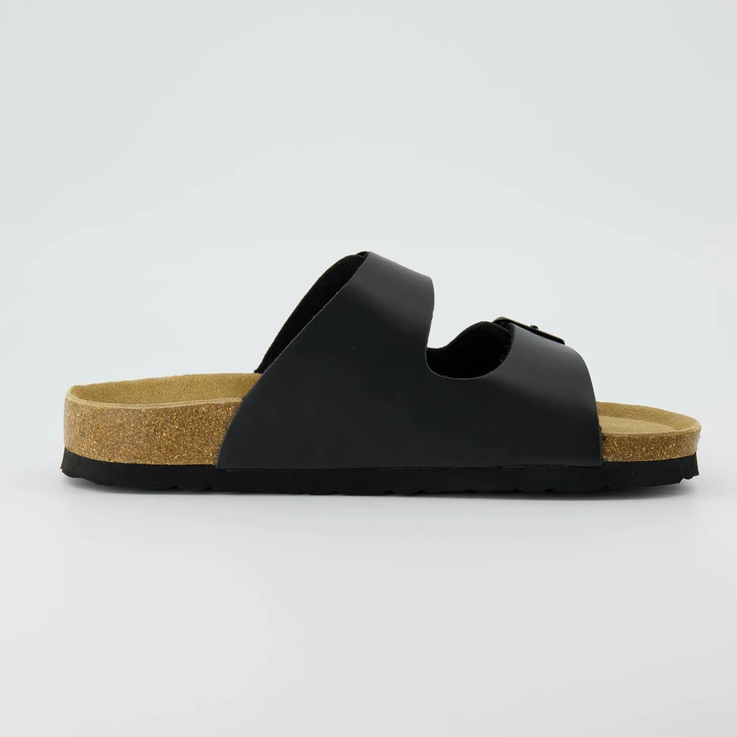 CUSHIONAIRE Lane Cork Footbed Sandals for Women – Comfortable Double Buckle Slip-On with Genuine Suede Footbed & Arch Support Slides for Women Footwear