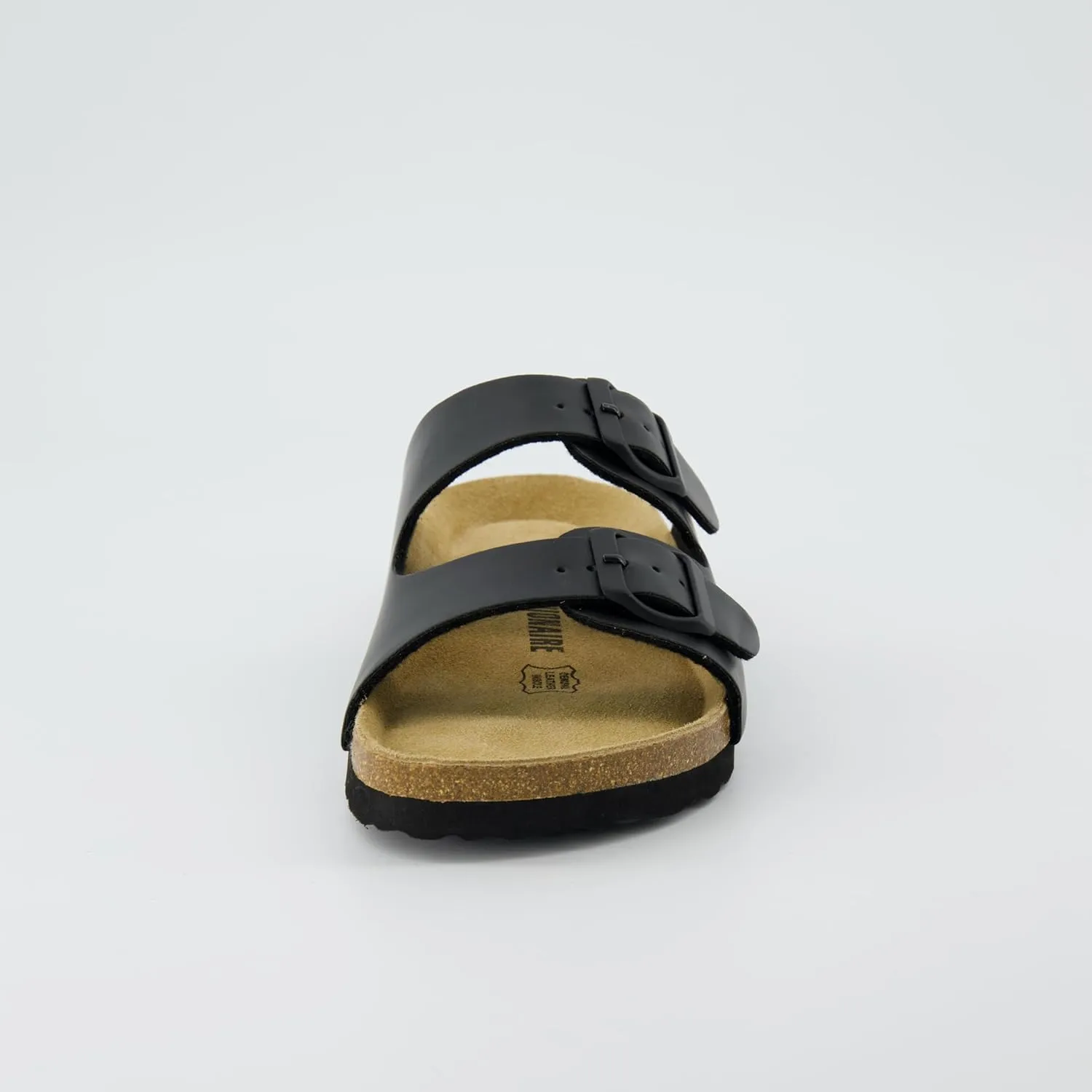 CUSHIONAIRE Lane Cork Footbed Sandals for Women – Comfortable Double Buckle Slip-On with Genuine Suede Footbed & Arch Support Slides for Women Footwear