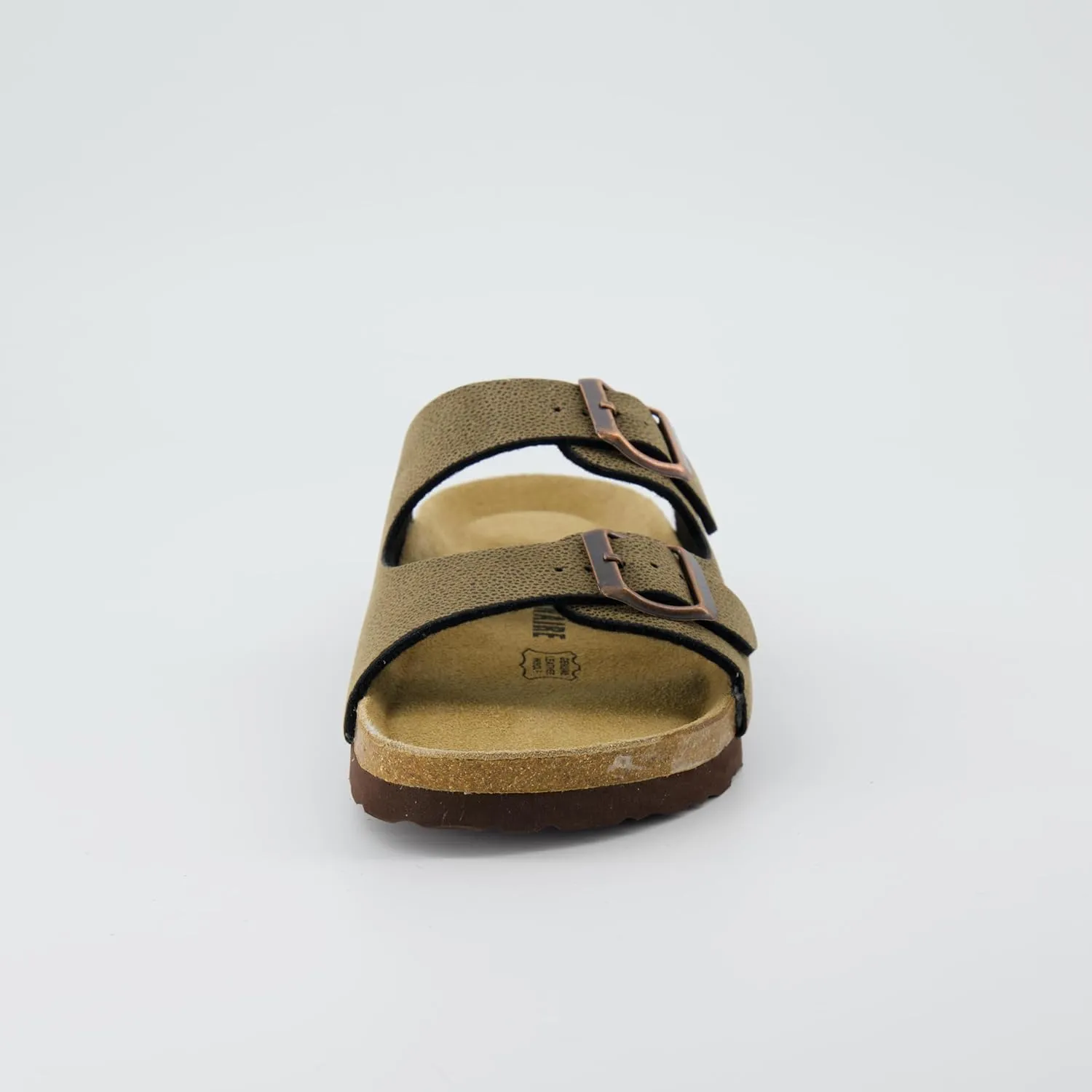 CUSHIONAIRE Lane Cork Footbed Sandals for Women – Comfortable Double Buckle Slip-On with Genuine Suede Footbed & Arch Support Slides for Women Footwear