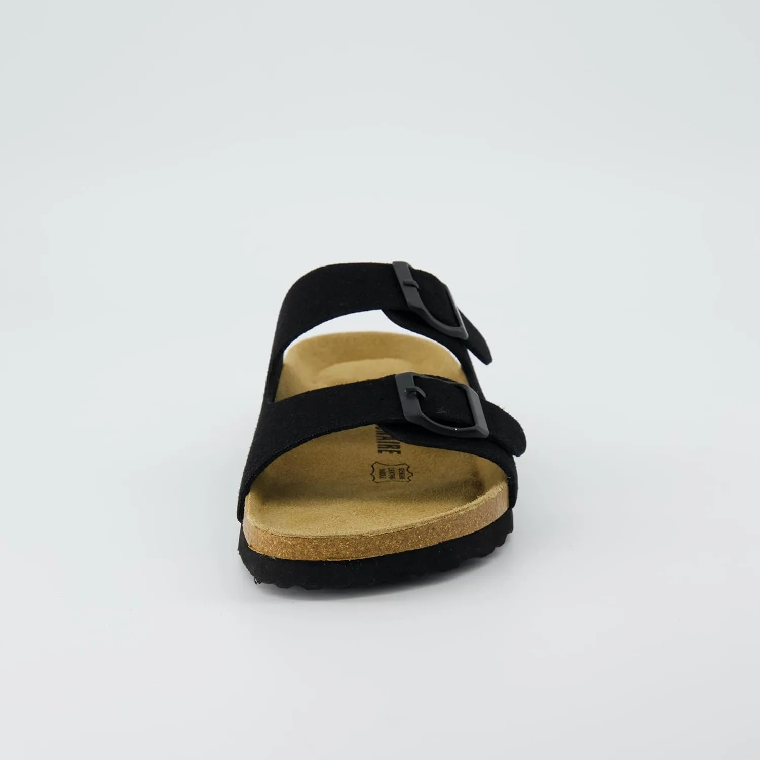CUSHIONAIRE Lane Cork Footbed Sandals for Women – Comfortable Double Buckle Slip-On with Genuine Suede Footbed & Arch Support Slides for Women Footwear