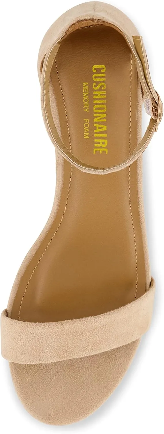 CUSHIONAIRE Women's Alba one band mid block heel sandal  Memory Foam, Wide Widths Available
