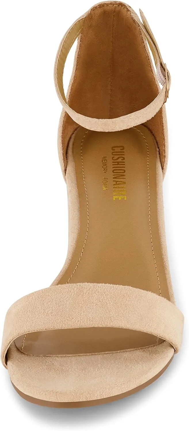 CUSHIONAIRE Women's Alba one band mid block heel sandal  Memory Foam, Wide Widths Available