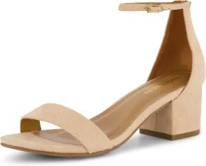CUSHIONAIRE Women's Alba one band mid block heel sandal  Memory Foam, Wide Widths Available