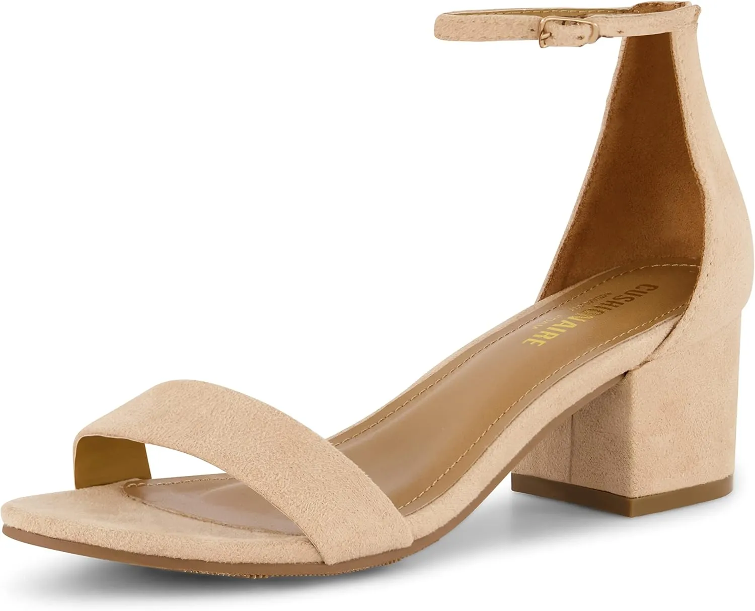 CUSHIONAIRE Women's Alba one band mid block heel sandal  Memory Foam, Wide Widths Available