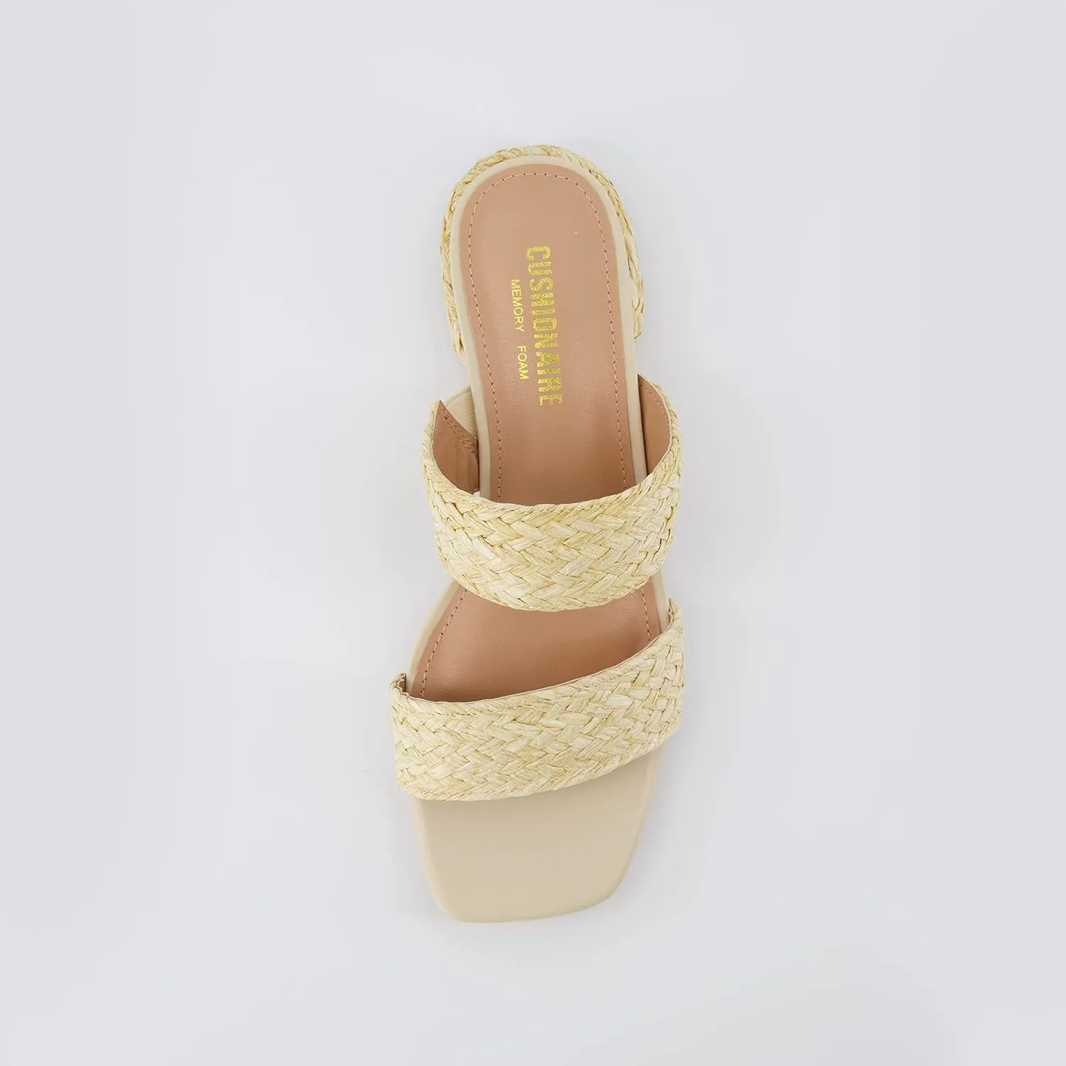 CUSHIONAIRE Women's Niki Raffia low block heel sandal  Memory Foam and Wide Widths Available