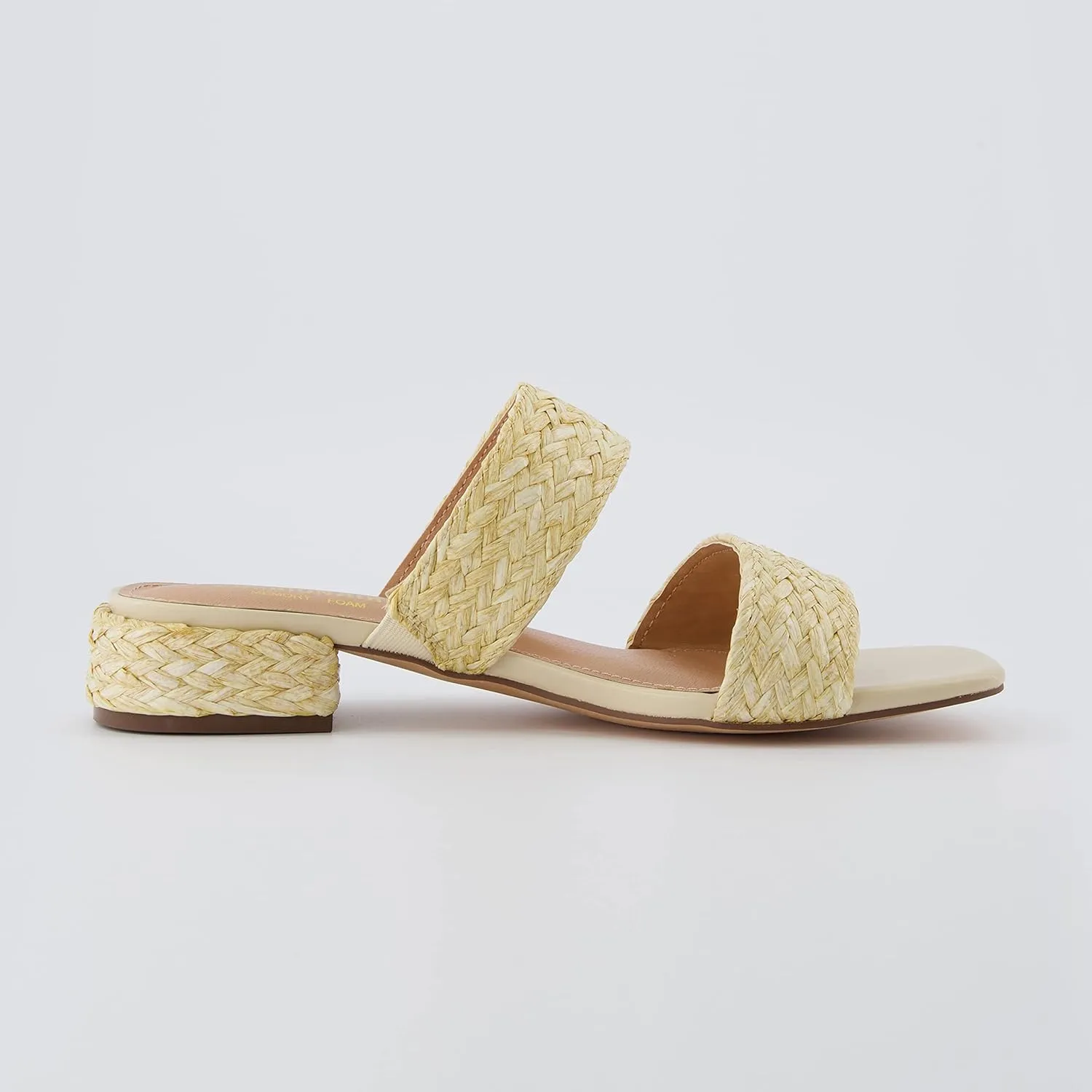 CUSHIONAIRE Women's Niki Raffia low block heel sandal  Memory Foam and Wide Widths Available