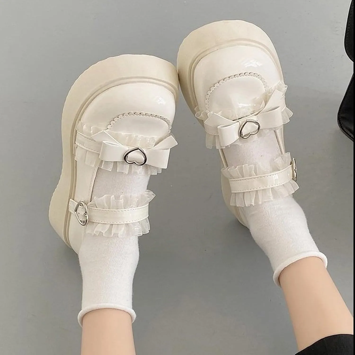 Cute Sweet Mary Jane Shoes Chunky Low Heel Lolita Wedges T-Straps Oxfords Gothic Punk Platform Round Toe Dress Shoes