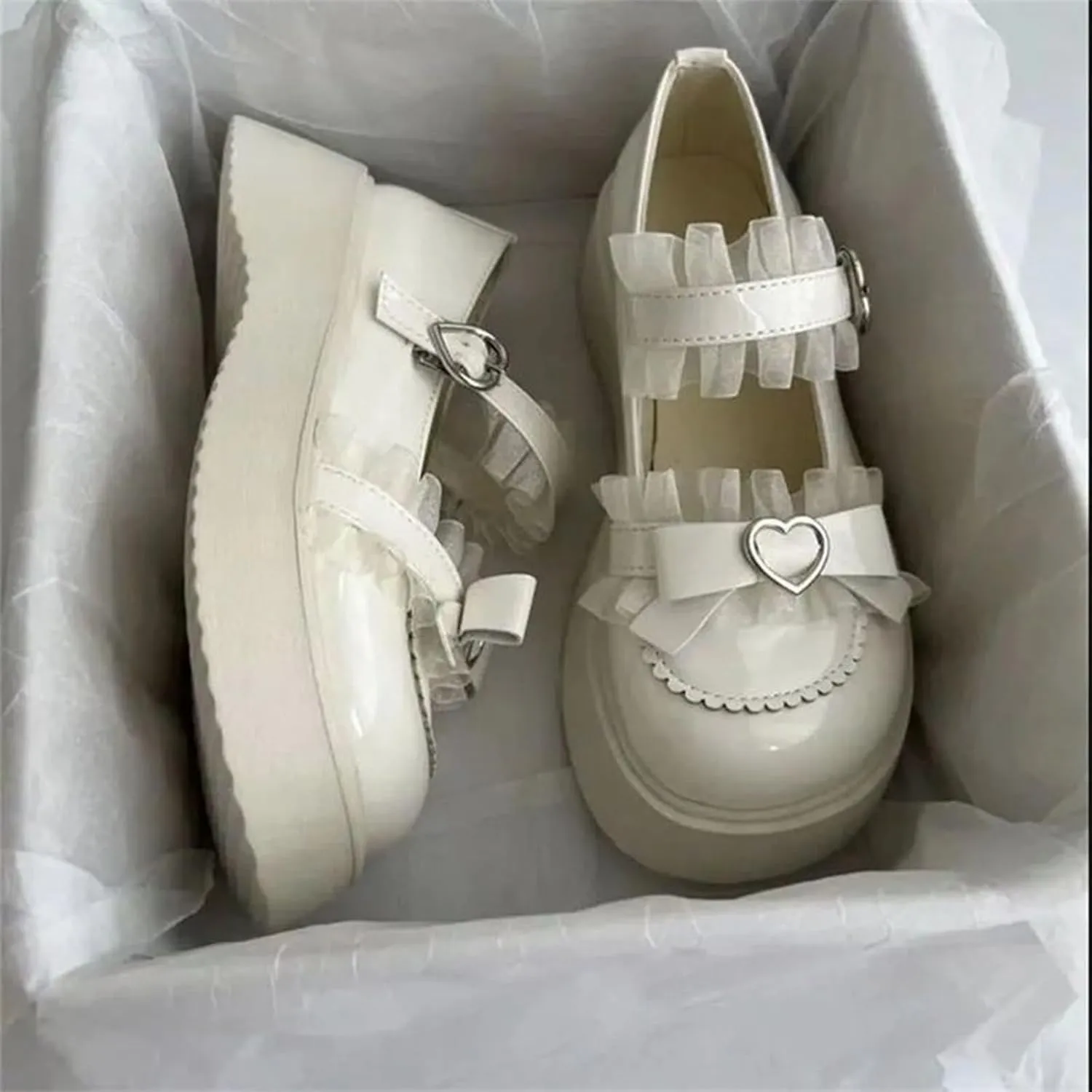Cute Sweet Mary Jane Shoes Chunky Low Heel Lolita Wedges T-Straps Oxfords Gothic Punk Platform Round Toe Dress Shoes