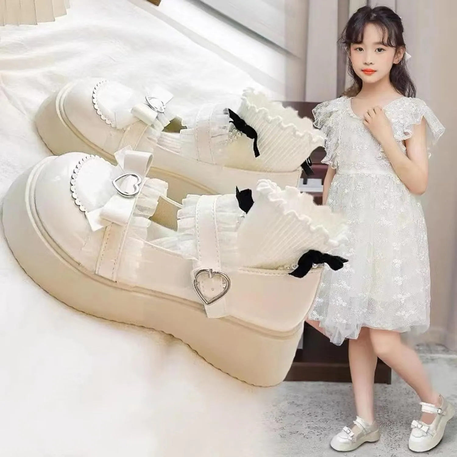 Cute Sweet Mary Jane Shoes Chunky Low Heel Lolita Wedges T-Straps Oxfords Gothic Punk Platform Round Toe Dress Shoes