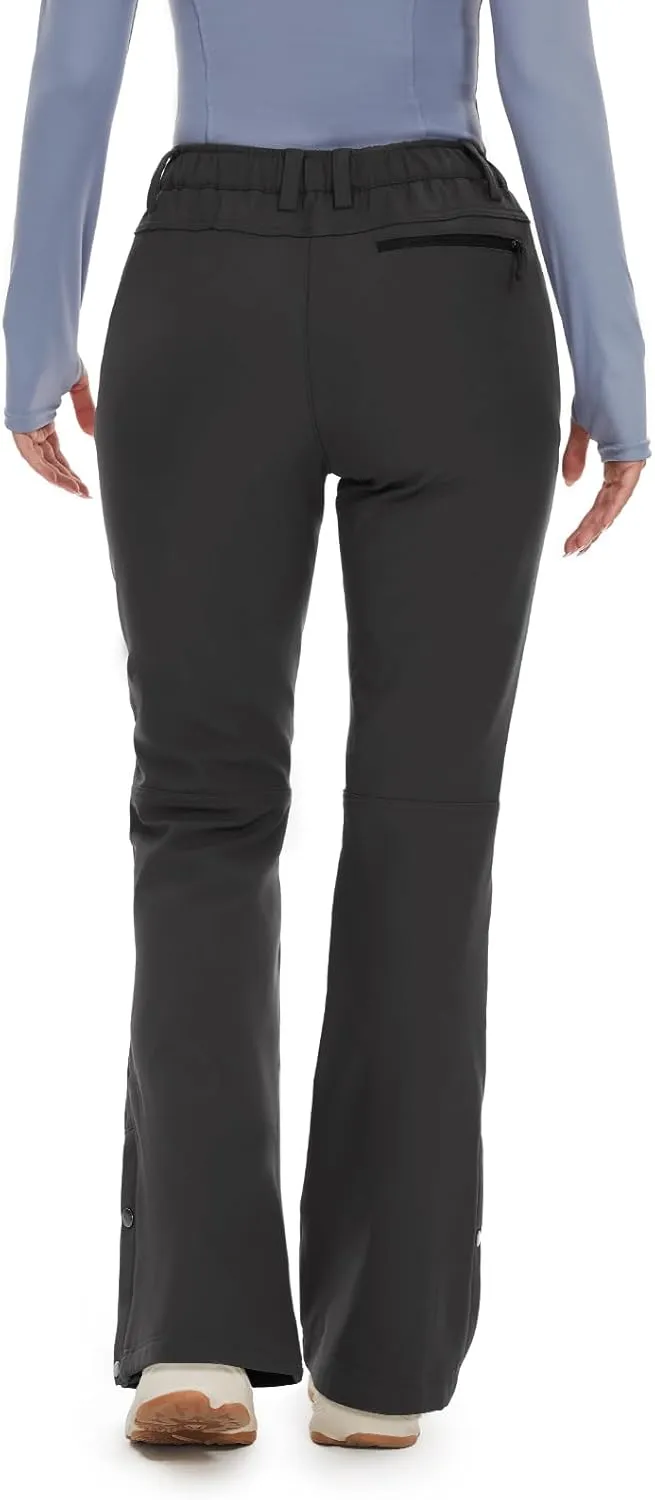 Cycorld Women's Snow Ski Pants Fleece Lined Waterproof Softshell Insulated Flare for Snowboarding Hiking Winter Outdoor