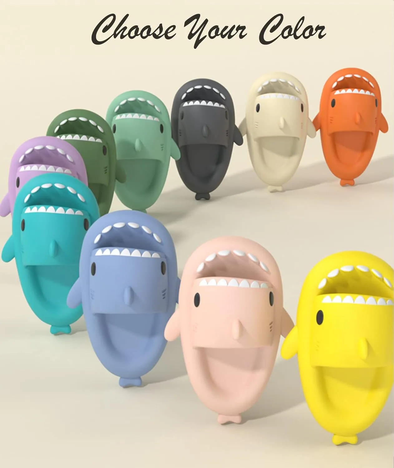 Cysincos Cloud Slides for Women Men, Shark Pillow Slides for Women, House Slippers Shower Shoes Indoor Outdoor Open Toe Sandals, Comfort Lightweight, Thick Sole Non-Slip, Easy to Clean