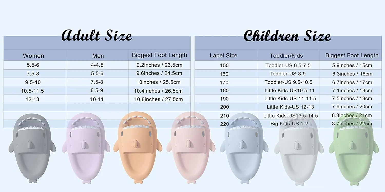 Cysincos Cloud Slides for Women Men, Shark Pillow Slides for Women, House Slippers Shower Shoes Indoor Outdoor Open Toe Sandals, Comfort Lightweight, Thick Sole Non-Slip, Easy to Clean