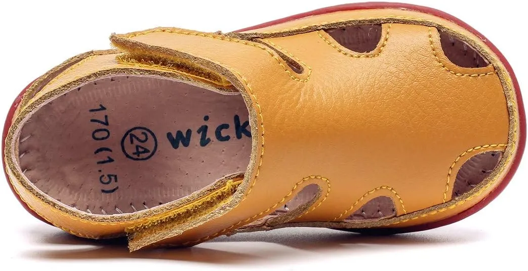 DADAWEN Boy's Girl's Leather Soft Closed Toe Outdoor Beach Summer Sport Sandals Water Shoes (Toddler/Little Kid/Big Kid)