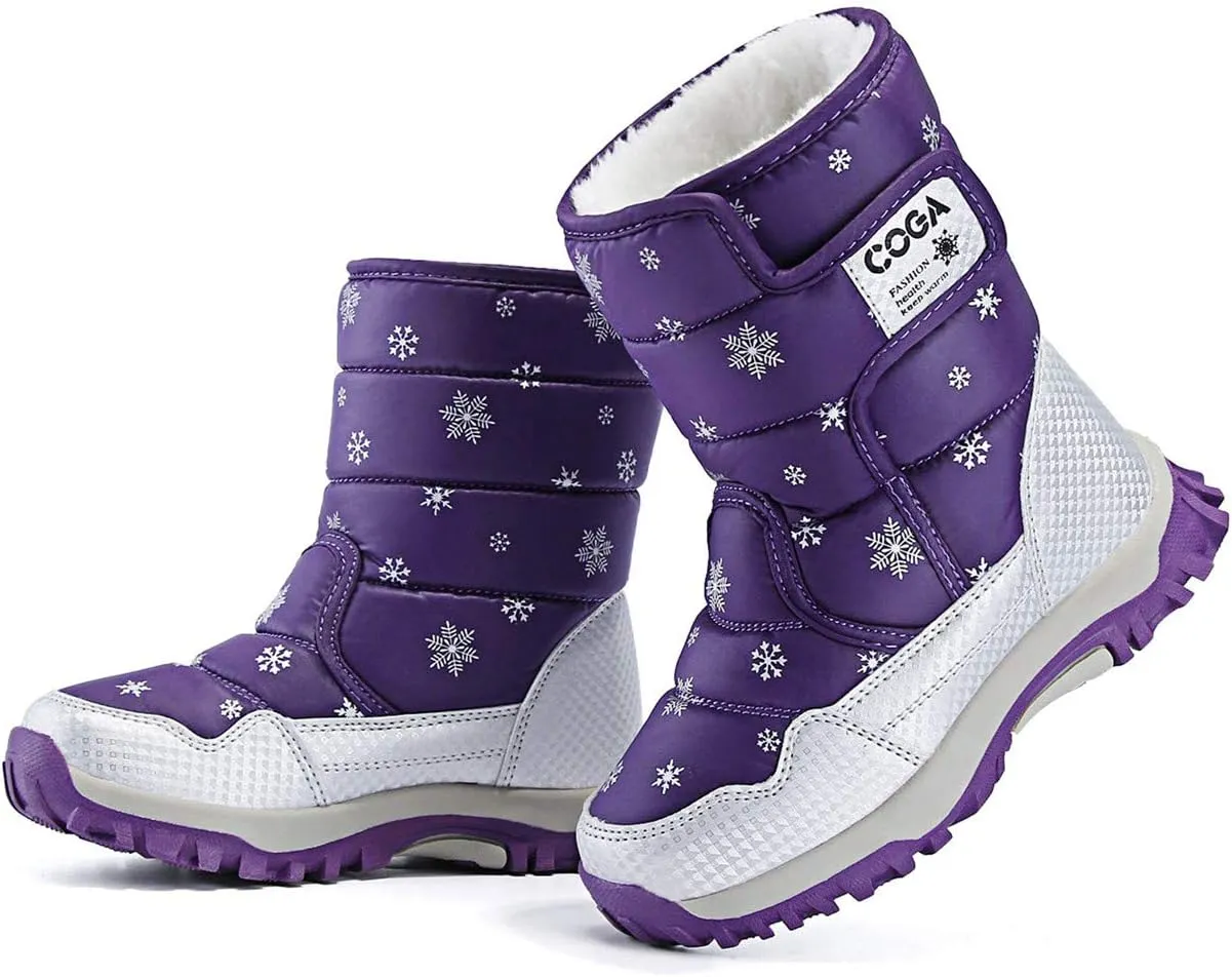 DADAWEN Girls Boys Snow Boots Winter Outdoor Waterproof Slip Resistant Cold Weather Shoes (Toddler/Little Kid/Big Kid)