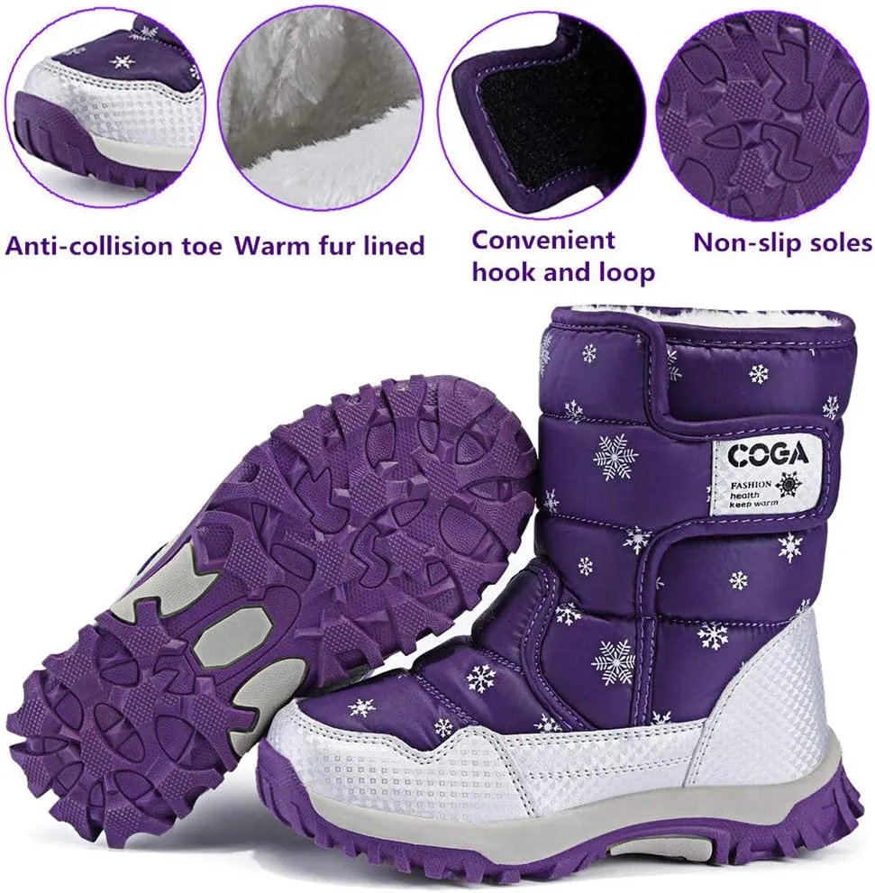 DADAWEN Girls Boys Snow Boots Winter Outdoor Waterproof Slip Resistant Cold Weather Shoes (Toddler/Little Kid/Big Kid)