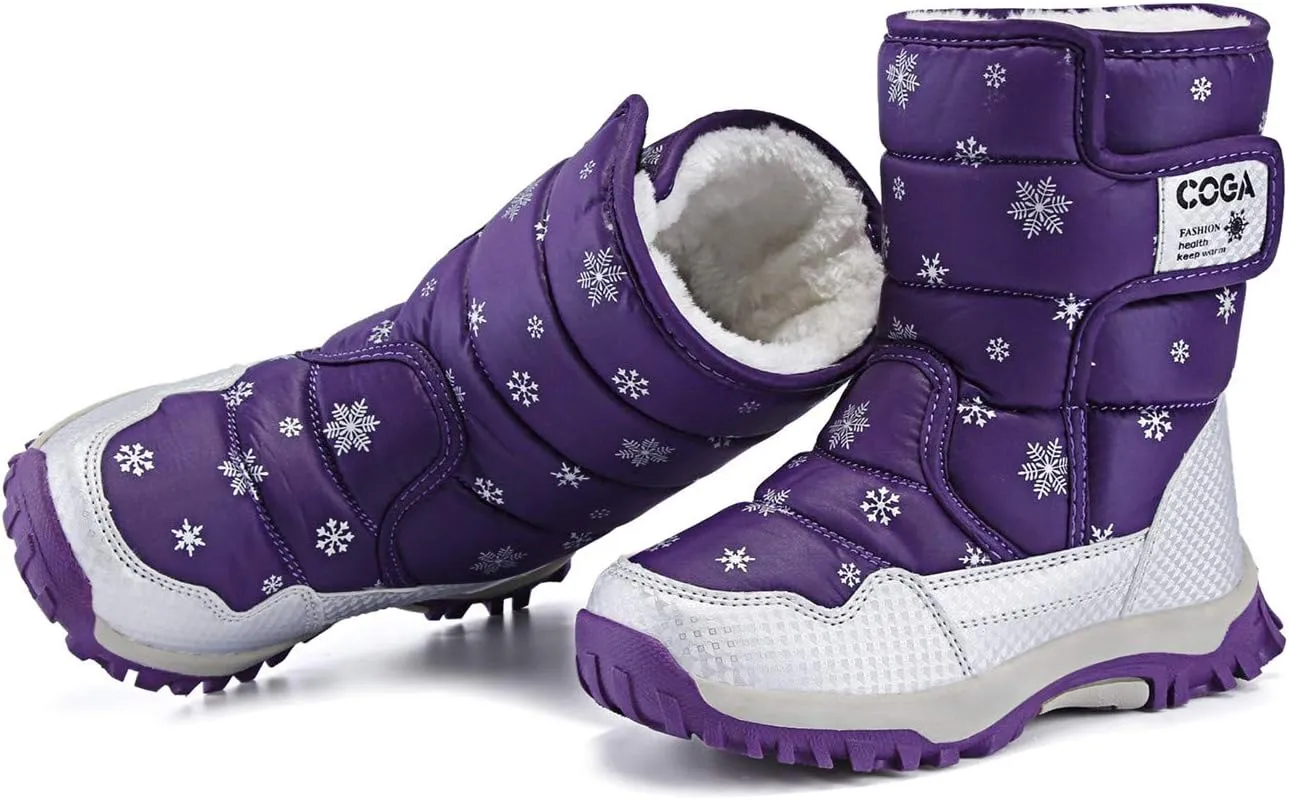 DADAWEN Girls Boys Snow Boots Winter Outdoor Waterproof Slip Resistant Cold Weather Shoes (Toddler/Little Kid/Big Kid)