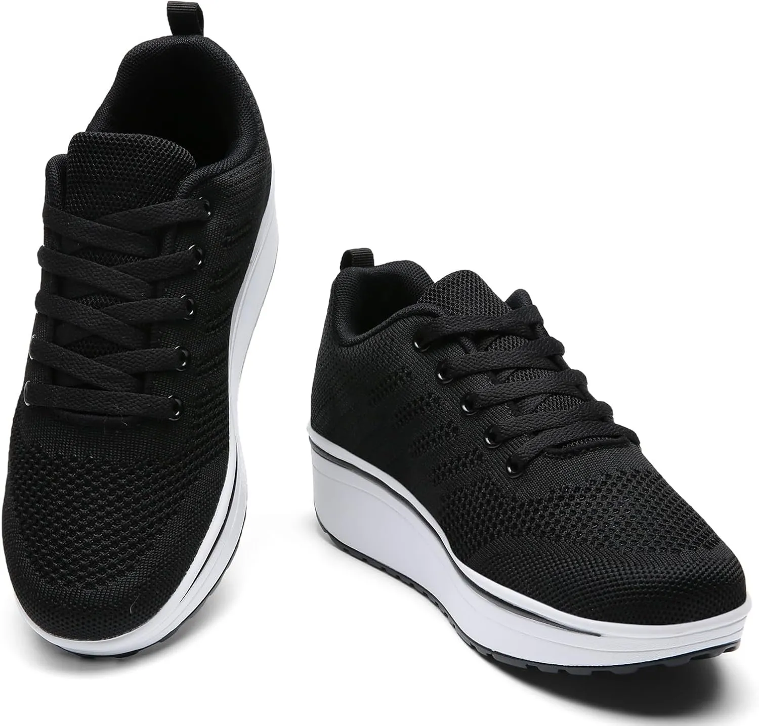 DADAWEN Women's Slip On Breathable Mesh Walking Tennis Shoes Lightweight Comfort Wedge Platform Casual Sneakers for Gym Travel Work (Size:US5-US12)