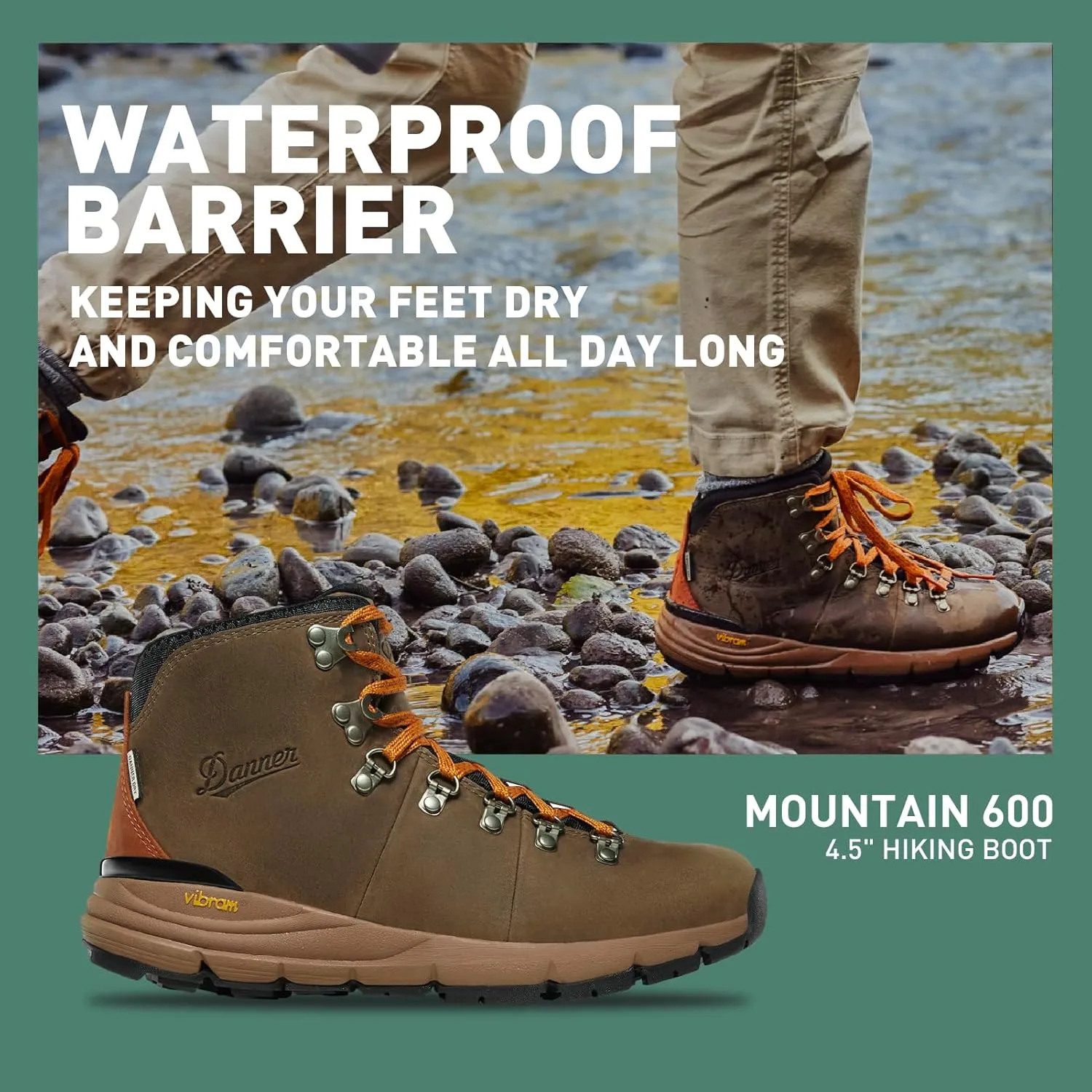 Danner Mountain 600 Hiking Boots for Women - Waterproof, Durable Suede Upper, Breathable Lining, Triple-Density Footbed & Vibram Traction Outsole