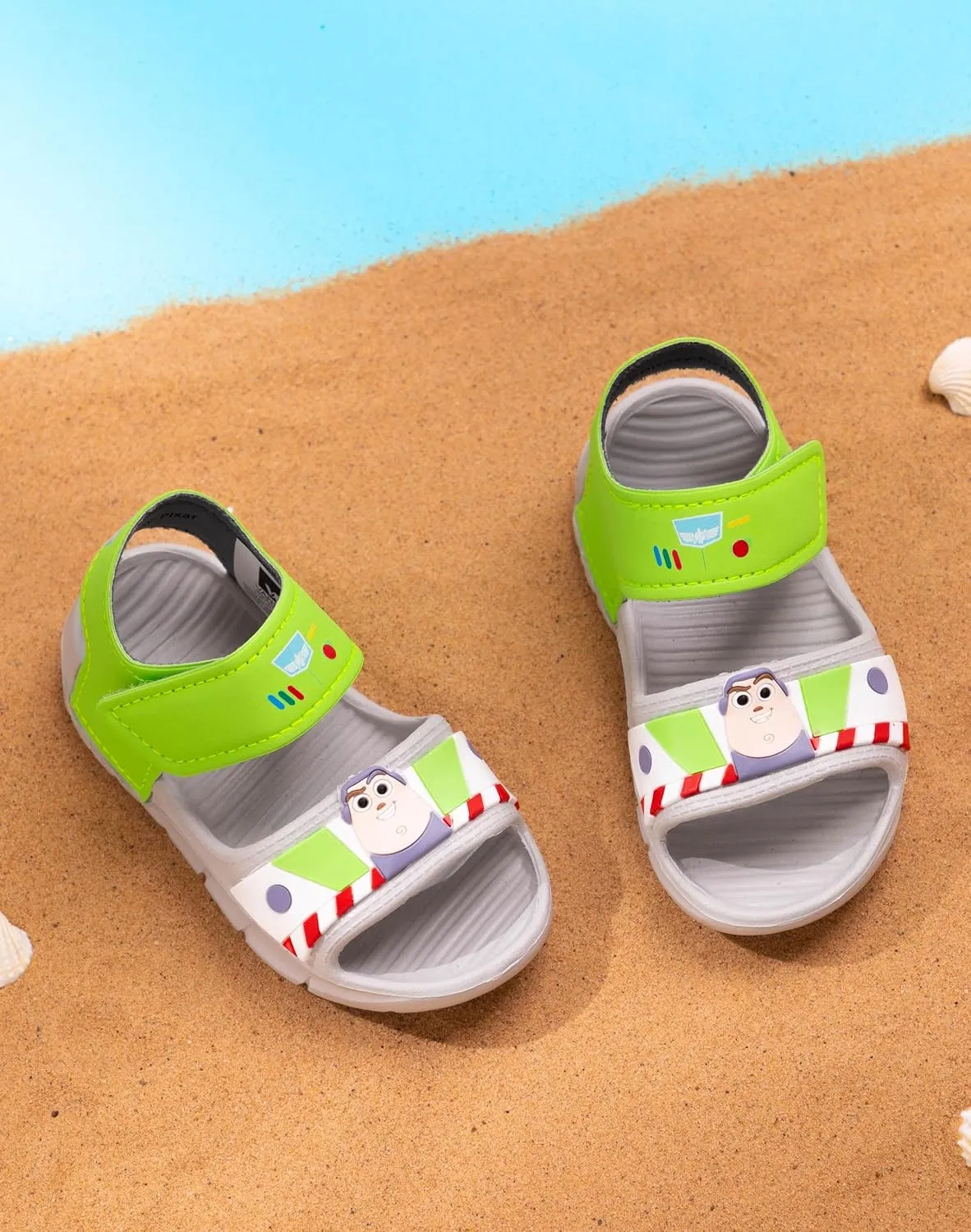 Disney Toy Story Buzz Lightyear Kids Sandals | Boys Superhero Sliders with Supportive Strap for Toddlers | Slip-on Footwear