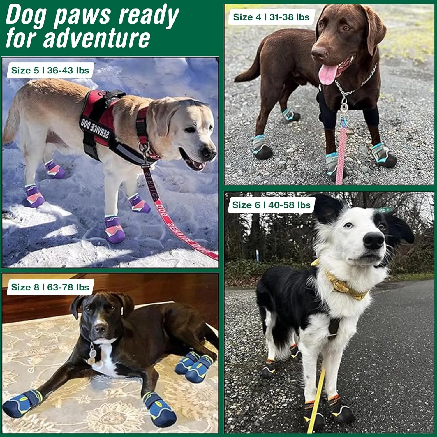 Dog Shoes for Large Dogs, Anti-Slip Dog Boots for Winter Snow, Hot Pavement, Dog Booties & Paw Protectors for Hardwood Floors Size 7