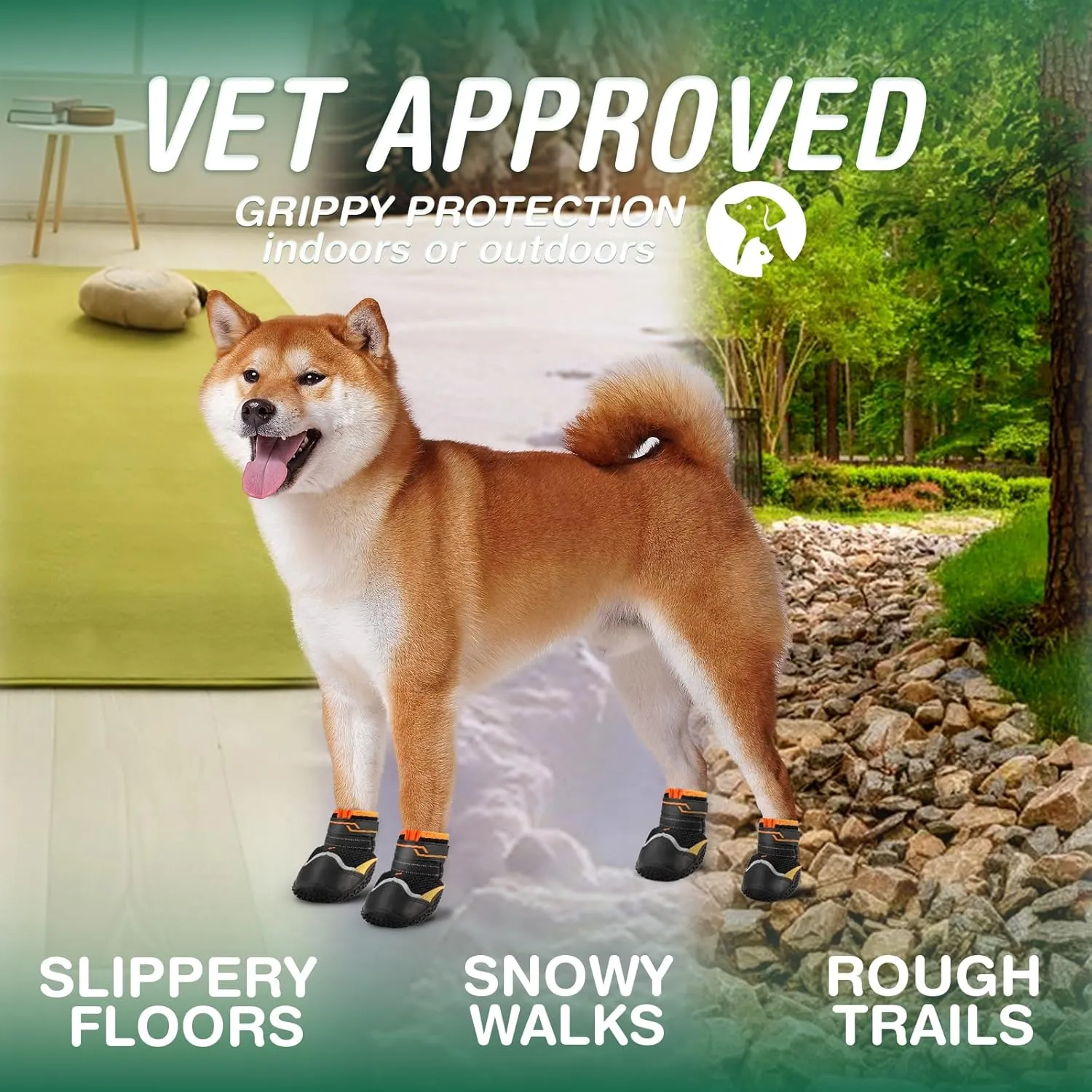 Dog Shoes for Large Dogs, Anti-Slip Dog Boots for Winter Snow, Hot Pavement, Dog Booties & Paw Protectors for Hardwood Floors Size 7