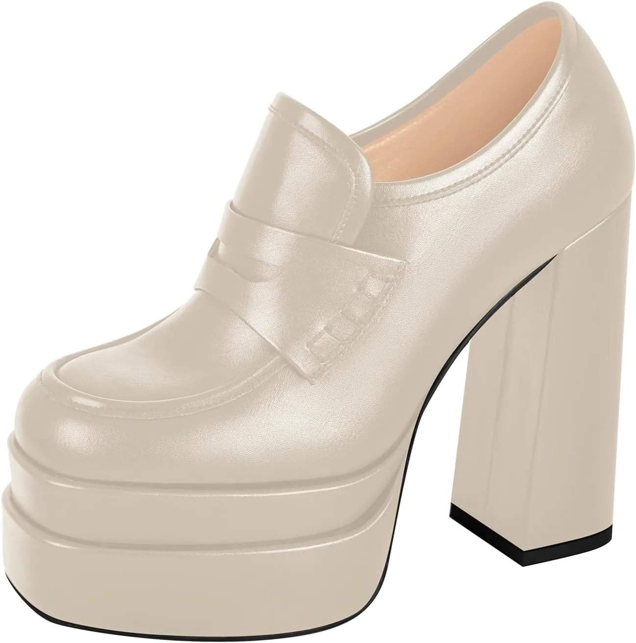 Double Platforms Chunky High Heel Loafers Pumps