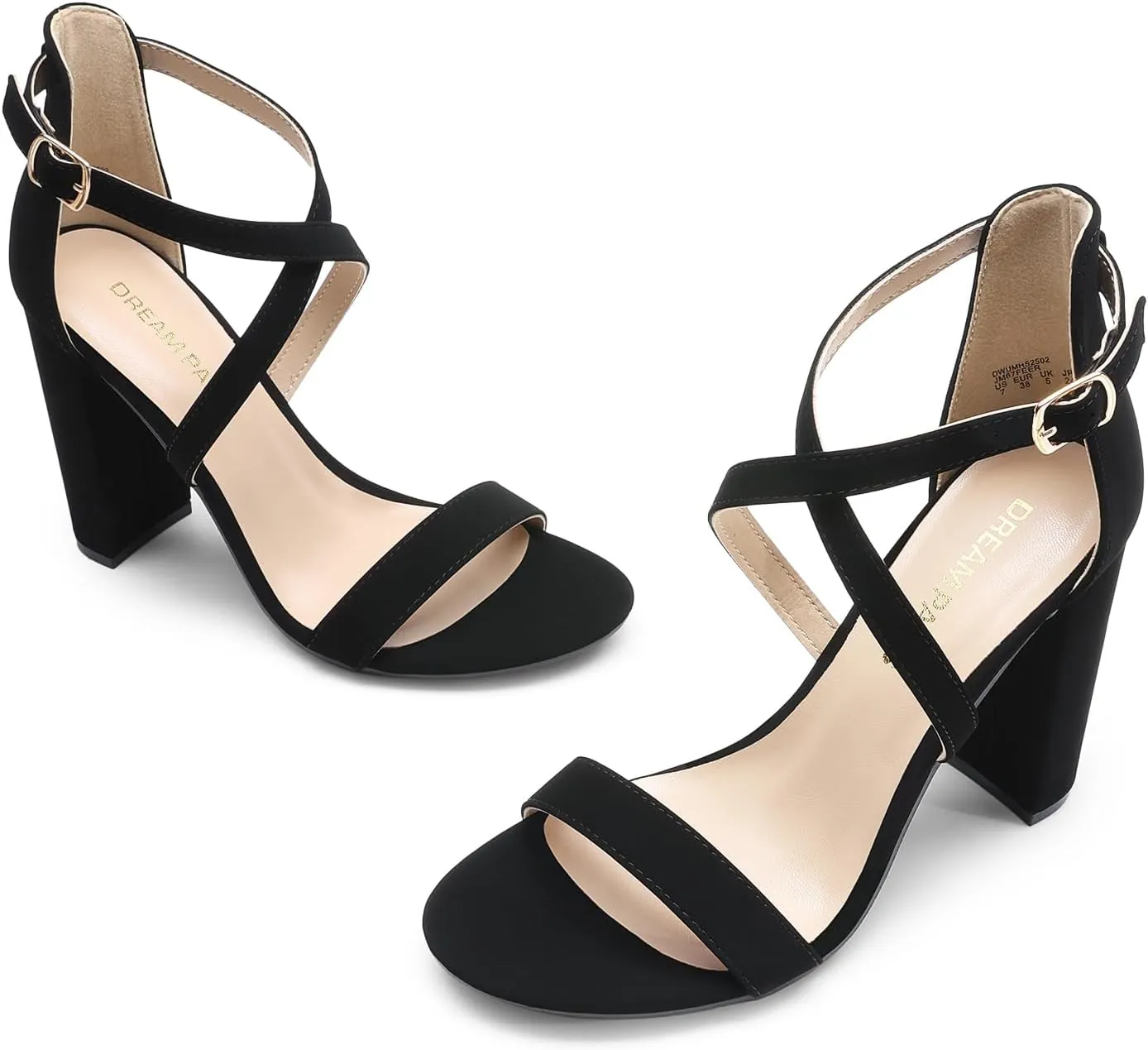 DREAM PAIRS 4 inch High Heels for Women Chunky Block Cross Strap Open Toe Dress Sandals for Wedding Bridal Evening Homecoming Prom