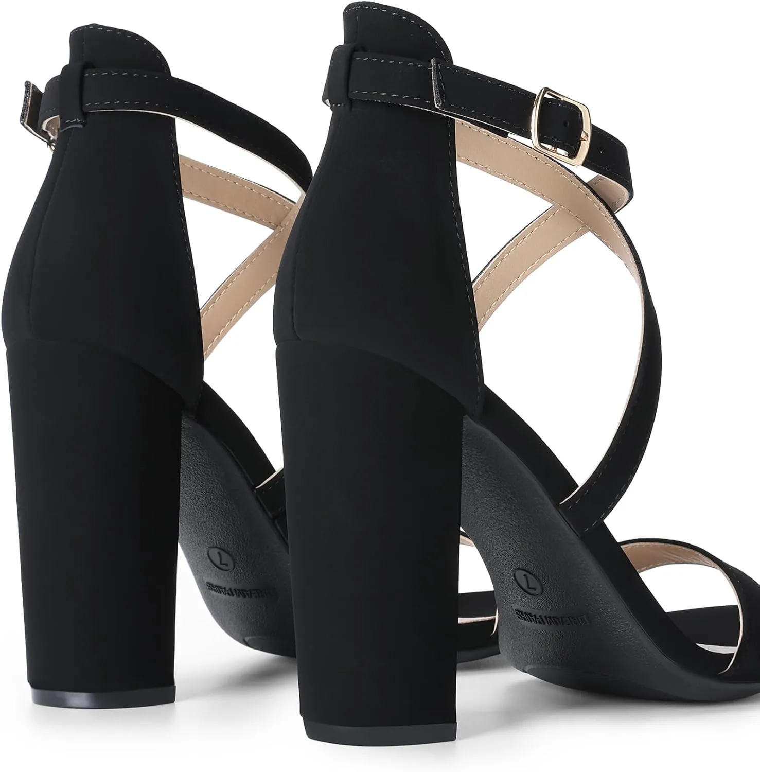 DREAM PAIRS 4 inch High Heels for Women Chunky Block Cross Strap Open Toe Dress Sandals for Wedding Bridal Evening Homecoming Prom