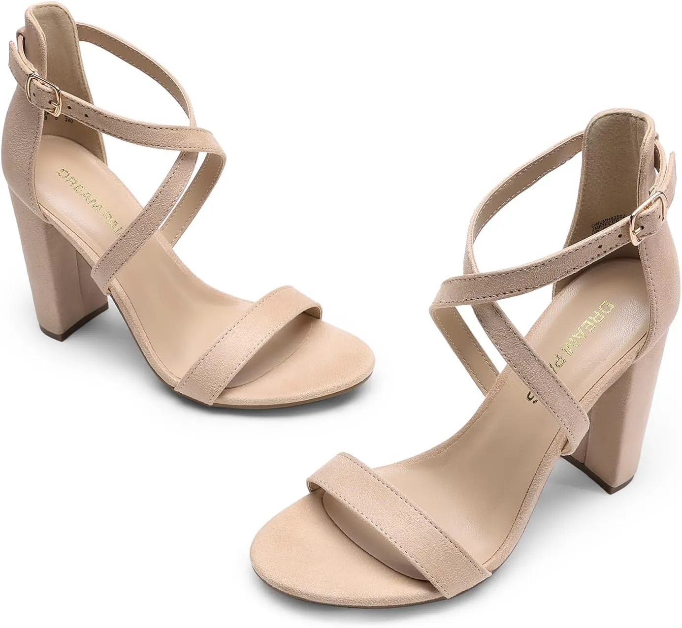 DREAM PAIRS 4 inch High Heels for Women Chunky Block Cross Strap Open Toe Dress Sandals for Wedding Bridal Evening Homecoming Prom