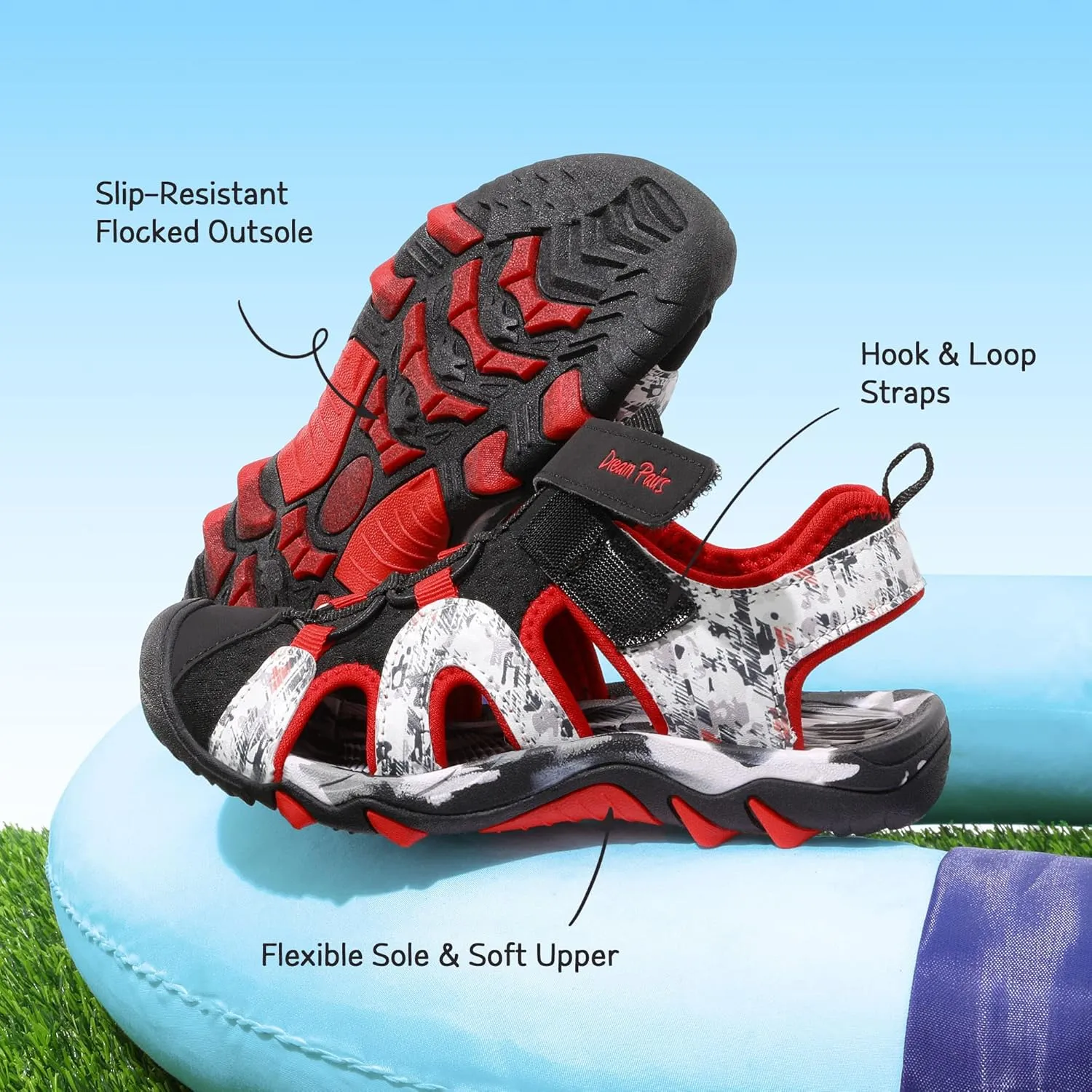 DREAM PAIRS Boys Girls Summer Outdoor Athletic Sport Sandals for Little/Big Kid