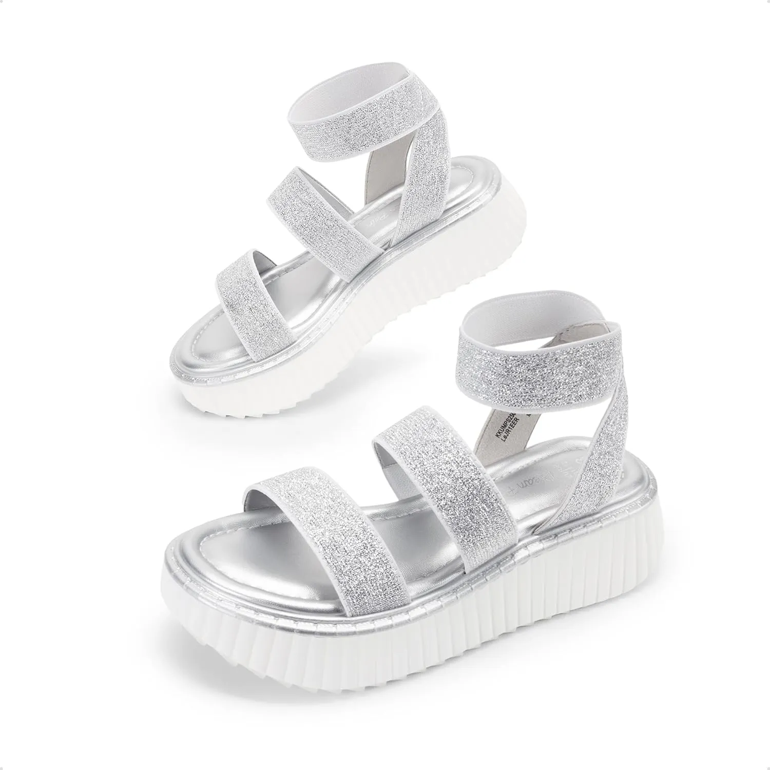 DREAM PAIRS Girls Flatform Wedge Open Toe Platform Summer Sandals with Buckle Ankle Strap for Little Kid/Big Kid