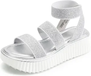 DREAM PAIRS Girls Flatform Wedge Open Toe Platform Summer Sandals with Buckle Ankle Strap for Little Kid/Big Kid