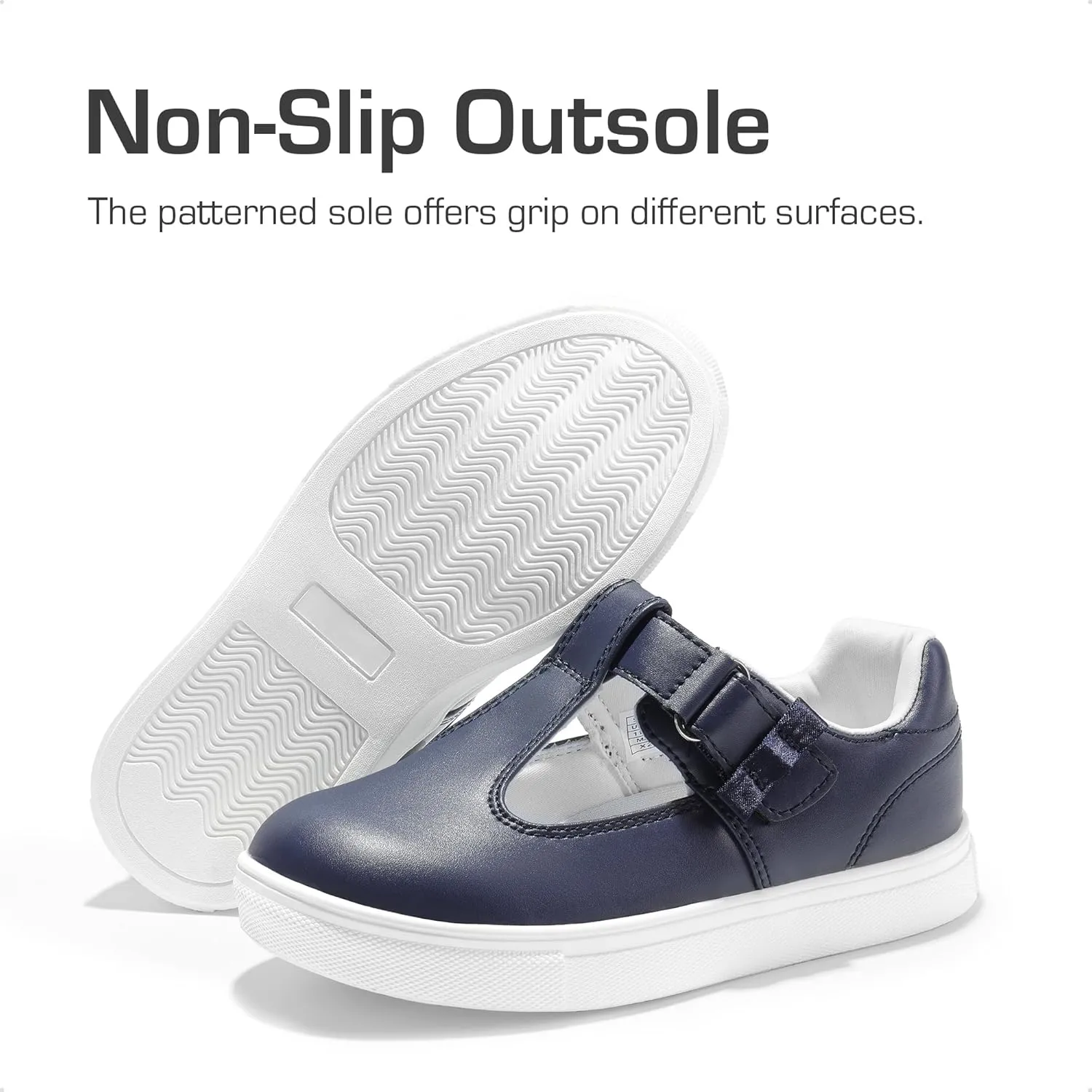 DREAM PAIRS Girls Mary Jane School Uniform Shoes T-Strap Flat Sneakers for Toddler/Little Kid