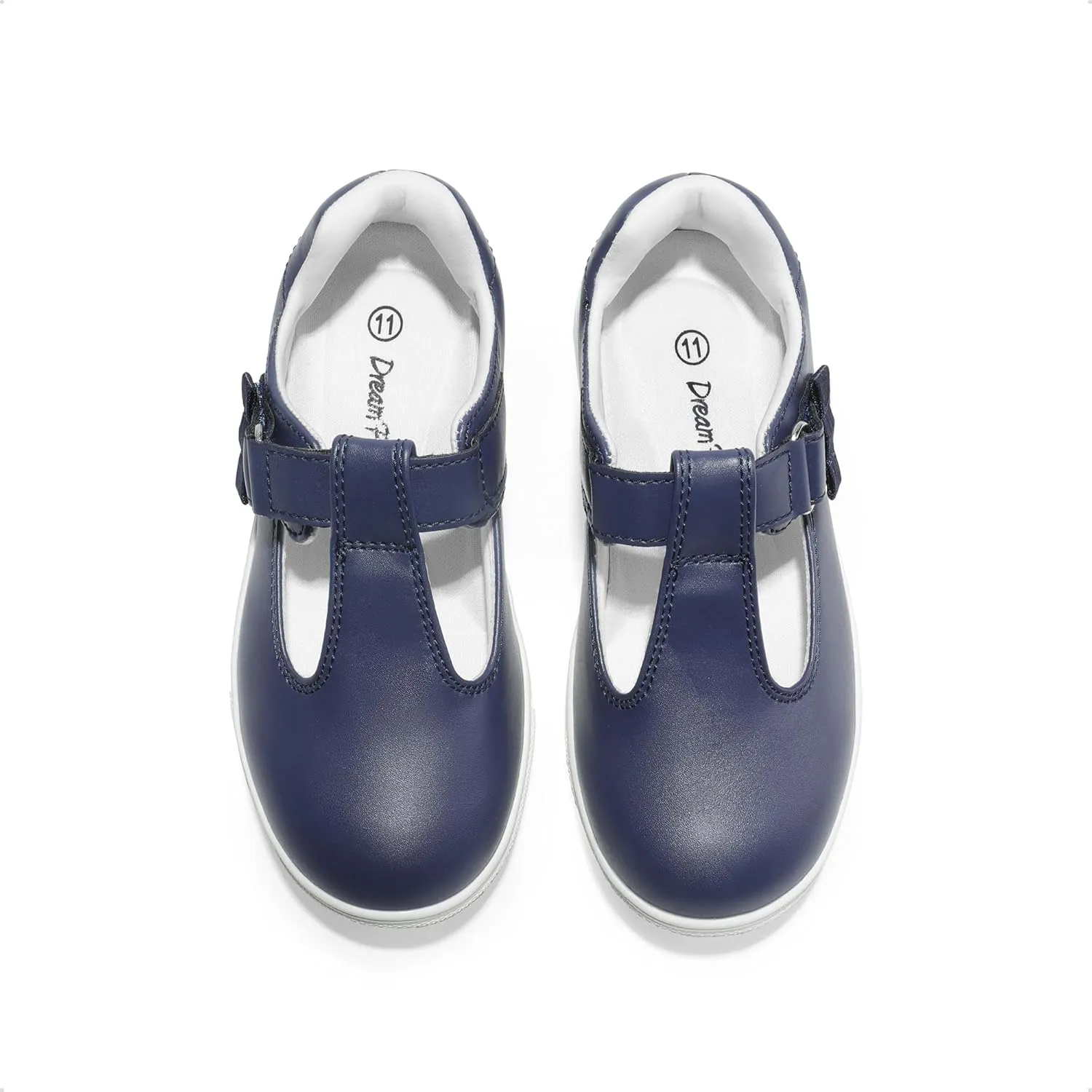 DREAM PAIRS Girls Mary Jane School Uniform Shoes T-Strap Flat Sneakers for Toddler/Little Kid