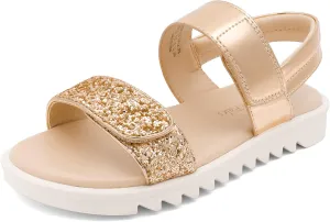 DREAM PAIRS Girls Sandals Glitter Two Strapped Casual Open Toe Sandals Little Kid/Big Kid